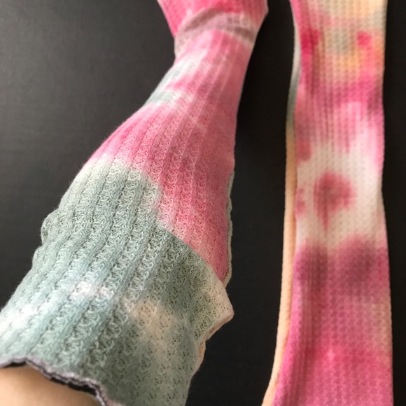 Festival Arm Covers Pink Tie Dye Arm Warmers Blue Gloves Ombre Sun Sleeves Socks - Picture 5 of 5